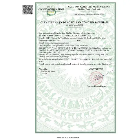 Viên uống Fevitt Nano (Hộp 100 viên) Bổ sung sắt, acid folic và vitamin B12, cải thiện tình trạng thiếu máu do thiếu sắt