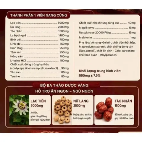 Viên uống ăn ngủ ngon Natto Sleep Gold (Chai 30 viên) Hỗ trợ bồi bổ cơ thể, giúp ăn ngon miệng và cải thiện giấc ngủ.