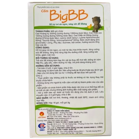 Thực phẩm bảo vệ sức khỏe Cốm BigBB Hỗ trợ trẻ ăn ngon miệng và tăng cường sức đề kháng.