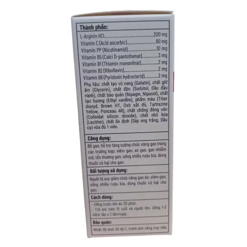 Viên uống Arginine Abipha (Hộp 60 viên) Hỗ trợ giải độc gan, tăng cường chức năng gan giúp bảo vệ gan