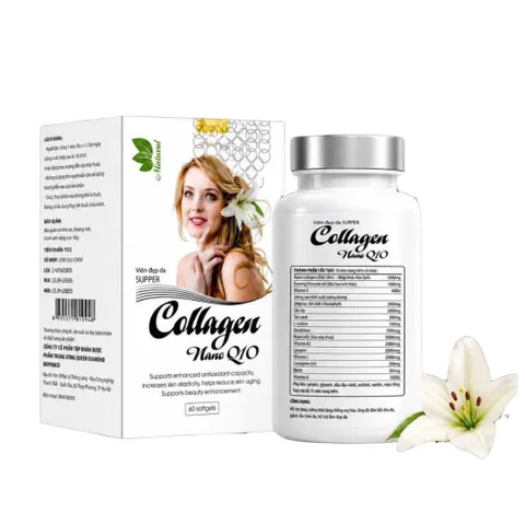 Viên đẹp da SUPPER Collagen Nano Q10 (Chai 60 viên) Hỗ trợ làm chậm quá trình lão hóa da, giảm nếp nhăn giúp da sáng mịn
