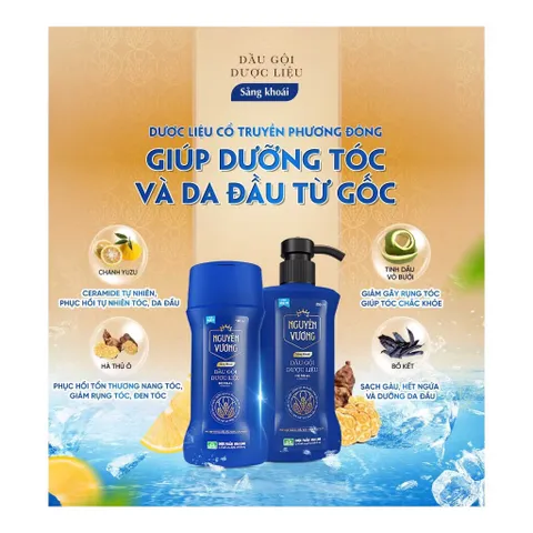 Dầu Gội Dược Liệu Nguyên Vương Sảng Khoái (Chai 250ml) Làm sạch sâu, kiểm soát và giảm tiết bã nhờn, sạch gàu