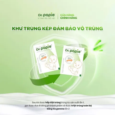 Gạc răng miệng Dr.Papie 0+ (Hộp 30 gói) Làm sạch lưỡi, nướu, răng và khoang miệng cho bé, phòng viêm nướu, tưa lưỡi