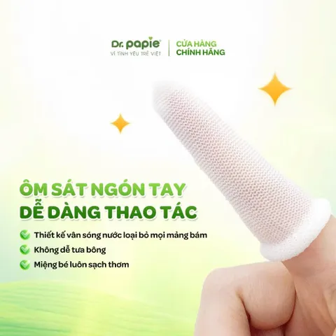 Gạc răng miệng Dr.Papie 0+ (Hộp 30 gói) Làm sạch lưỡi, nướu, răng và khoang miệng cho bé, phòng viêm nướu, tưa lưỡi