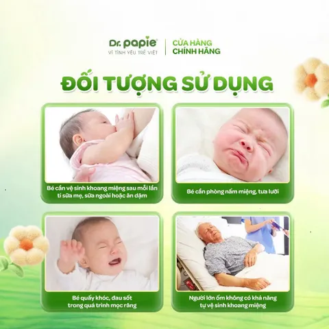 Gạc răng miệng Dr.Papie 0+ (Hộp 30 gói) Làm sạch lưỡi, nướu, răng và khoang miệng cho bé, phòng viêm nướu, tưa lưỡi