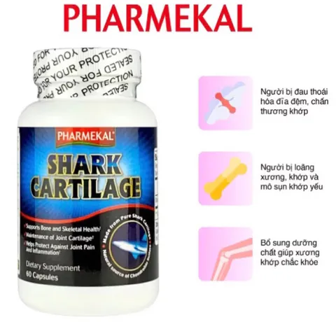 Viên uống Pharmekal Shark Cartilage (Chai 60 viên) Giúp làm giảm đau nhức, sưng viêm khớp do thoái hóa khớp.