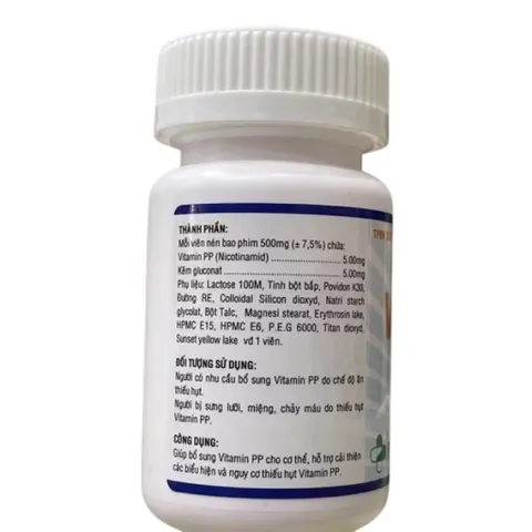 Viên uống Vitamin PP Nicotinamide PP.Pharco (Hộp 100 viên) Bổ sung Vitamin PP giúp giảm viêm da, mụn trứng cá, nhiệt miệng và pellagra