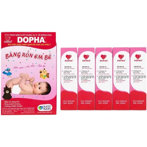 Combo 5 Hộp Băng rốn em bé Dopha Hỗ trợ băng vết thương, chống nhiễm khuẩn vùng rốn, mềm mại và an toàn cho bé
