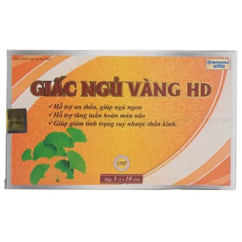 Viên uống Giấc Ngủ Vàng HD (Hộp 30 viên) hỗ trợ an thần, giúp ngủ ngon, tăng cường tuần hoàn máu não, giảm mệt mỏi.