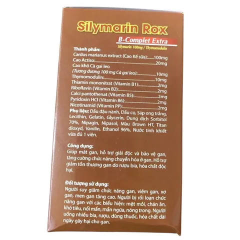 Viên uống Silymarin Rox B-Complet Extra (Hộp 100 viên) Hỗ trợ giúp giải độc gan, bảo vệ gan và tăng cường chức năng gan.
