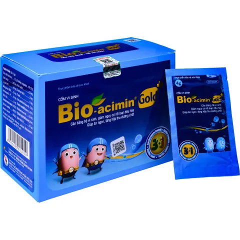 Cốm vi sinh Bio-acimin Gold+ (Hộp 30 gói) Hỗ trợ cải thiện tình trạng đầy bụng, khó tiêu, phân sống, tiêu chảy, táo bón