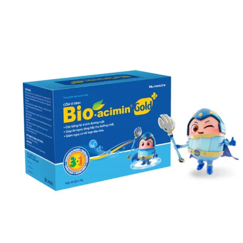 Cốm vi sinh Bio-acimin Gold+ (Hộp 30 gói) Hỗ trợ cải thiện tình trạng đầy bụng, khó tiêu, phân sống, tiêu chảy, táo bón