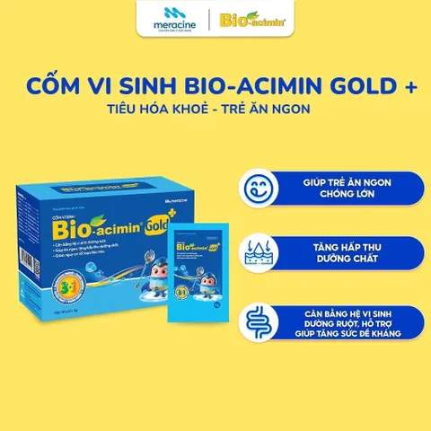 Cốm vi sinh Bio-acimin Gold+ (Hộp 30 gói) Hỗ trợ cải thiện tình trạng đầy bụng, khó tiêu, phân sống, tiêu chảy, táo bón