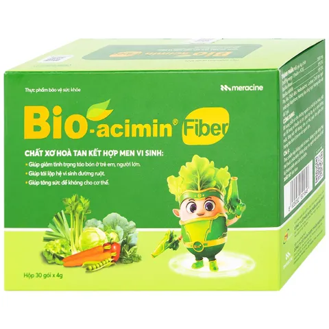Cốm vi sinh Bio-acimin® Fiber (Hộp 30 gói) Giúp giảm tình trạng táo bón ở trẻ em và cân bằng hệ vi sinh đường ruột