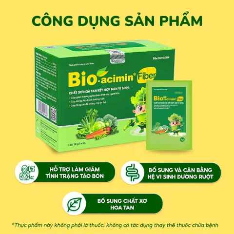Cốm vi sinh Bio-acimin® Fiber (Hộp 30 gói) Giúp giảm tình trạng táo bón ở trẻ em và cân bằng hệ vi sinh đường ruột