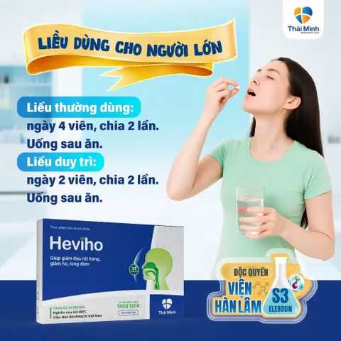 Viên uống giảm ho Heviho (Hộp 20 viên) Hỗ trợ giảm ho, long đờm, và giảm đau rát họng do ho kéo dài.