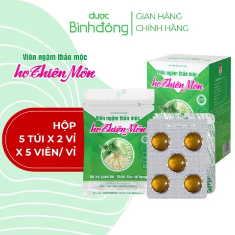 Viên ngậm thảo mộc Ho Thiên Môn (Hộp 50 viên) Hỗ trợ làm dịu cơn đau rát họng, khản tiếng, giảm ho đờm do viêm họng