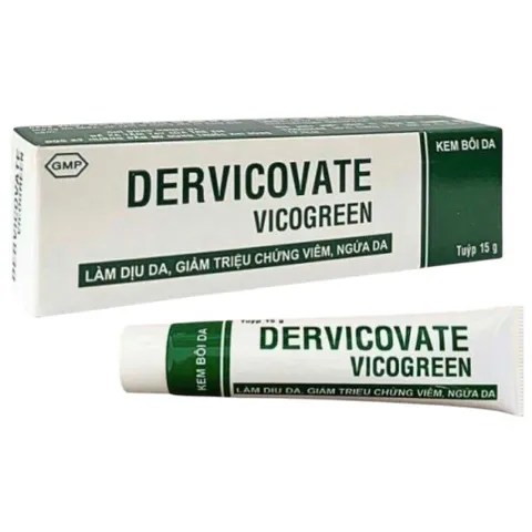Kem bôi da Dervicovate Vicogreen (Hộp 1 tuýp 15g) Làm dịu da, giảm các triệu chứng viêm da và ngứa da.