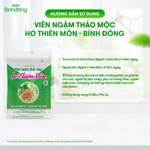 Viên ngậm thảo mộc Ho Thiên Môn (Hộp 50 viên) Hỗ trợ làm dịu cơn đau rát họng, khản tiếng, giảm ho đờm do viêm họng