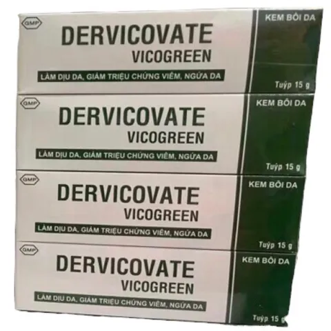 Kem bôi da Dervicovate Vicogreen (Hộp 1 tuýp 15g) Làm dịu da, giảm các triệu chứng viêm da và ngứa da.