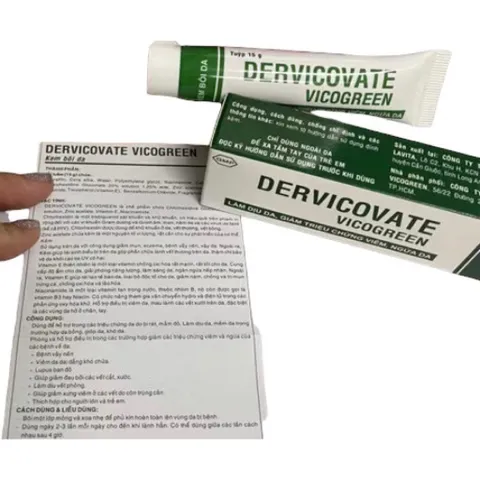 Kem bôi da Dervicovate Vicogreen (Hộp 1 tuýp 15g) Làm dịu da, giảm các triệu chứng viêm da và ngứa da.