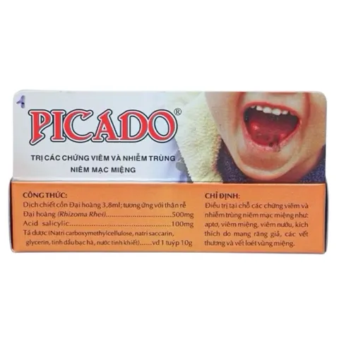 Gel bôi nhiệt miệng PICADO (Tuýp 10g) Giúp giảm các vết loét miệng, viêm nướu
