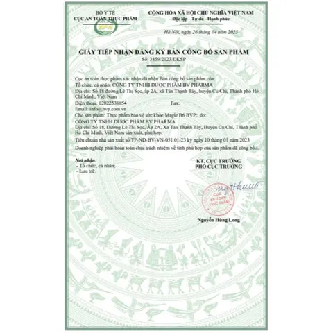 Viên uống Magie B6 BVP (Chai 250 viên) Bổ sung Magie và Vitamin B6 cho cơ thể, Hỗ trợ giảm mệt mỏi và căng thẳng thần kinh.