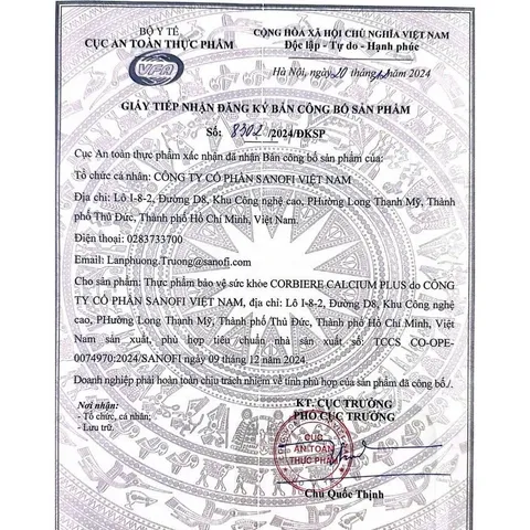 Thực phẩm bảo vệ sức khỏe Corbiere Calcium Plus Mới - Canxi hữu cơ + D3 + K2