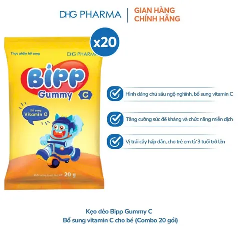 Combo 10 gói Kẹo dẻo Bipp Gummy 05 loại IQ/ Canxi/ Vitamin C/ C, B6, Kẽm/ Chất Xơ