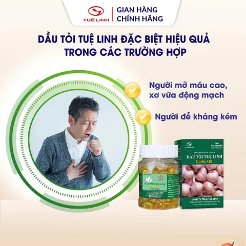 Dầu tỏi Tuệ Linh [Chính hãng] - Hỗ trợ giảm mỡ máu, tăng sức đề kháng - Hộp 100 viên