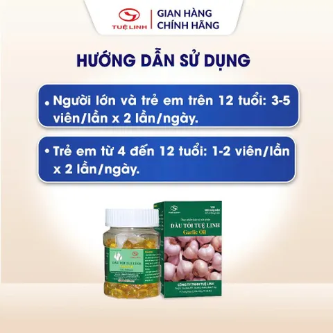 Dầu tỏi Tuệ Linh [Chính hãng] - Hỗ trợ giảm mỡ máu, tăng sức đề kháng - Hộp 100 viên