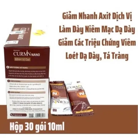 1 Hộp CURMIN NANO BÌNH VỊ GEL – Giảm Ợ Chua, Đau Rát Thượng Vị, Trào Ngược Dạ Dày 30 gói.