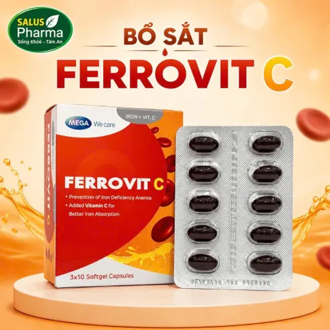 [Chính Hãng] Viên Uống Bổ Sung Sắt Ferrovit C Mega We Care (Hộp 30 Viên) - Hỗ Trợ Tăng Tái Tạo Máu, Giảm Mệt Mỏi