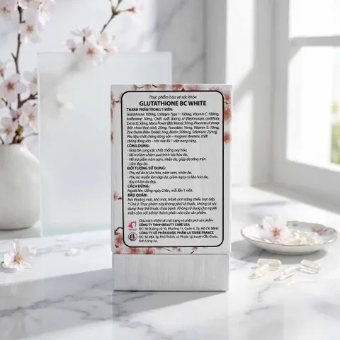 (Chính Hãng) Viên uống Glutathione BC White Hỗ trợ làm sáng da, hỗ trợ giảm sạm nám, bổ sung chất chống oxy hóa (Hộp 30)