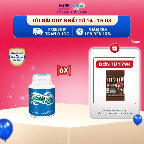 Combo 6 hũ kẹo Sing-gum Cool Air Candy hương bạc hà - khuynh diệp hũ 38 viên