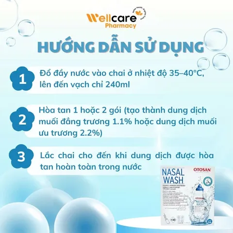 [CHÍNH HÃNG] Muối biển Otosan Nasal Wash - Hộp 30 gói dung dịch mũi vệ sinh mũi hàng ngày