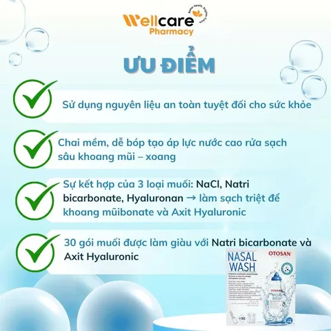 [CHÍNH HÃNG] Muối biển Otosan Nasal Wash - Hộp 30 gói dung dịch mũi vệ sinh mũi hàng ngày