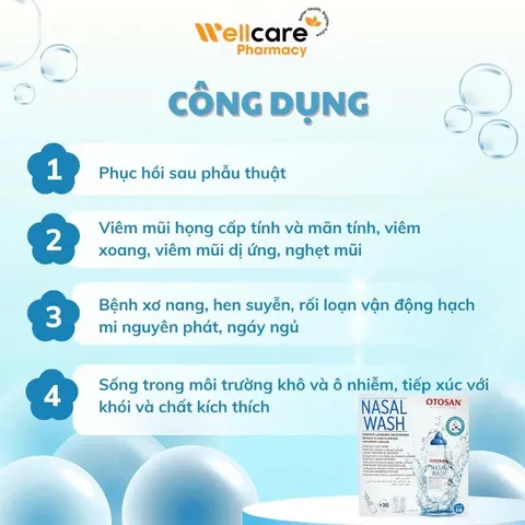 [CHÍNH HÃNG] Muối biển Otosan Nasal Wash - Hộp 30 gói dung dịch mũi vệ sinh mũi hàng ngày