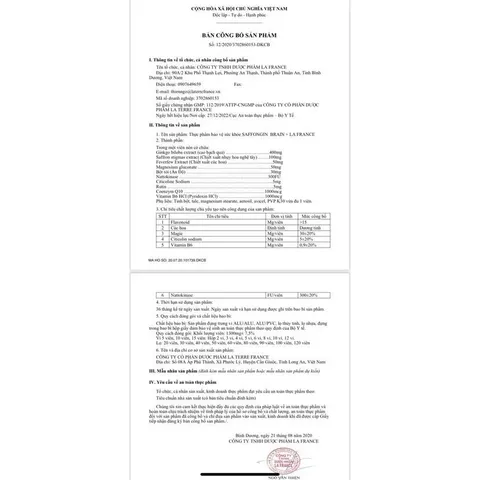 Hoạt huyết dưỡng não Saffongin - 30 viên - Hàng chính hãng