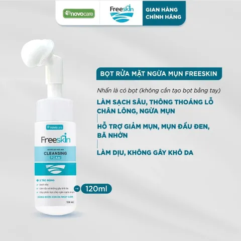 Bọt rửa mặt cho da dầu mụn Freeskin - Novocare - Làm sạch sâu, hỗ trợ giảm mụn và bã nhờn, không gây khô căng da 120ml