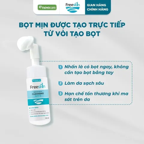 Bọt rửa mặt cho da dầu mụn Freeskin - Novocare - Làm sạch sâu, hỗ trợ giảm mụn và bã nhờn, không gây khô căng da 120ml