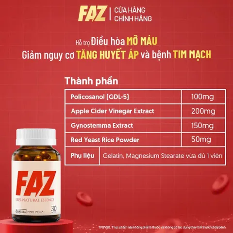 Hộp 30v - Viên Uống FAZ Ecogreen Hỗ Trợ Giảm Mỡ Máu, Điều Hòa Tim Mạch