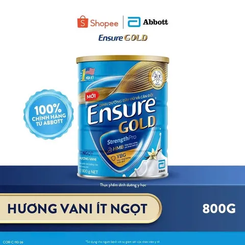 Sữa bột Ensure Gold Abbott hương vani ít ngọt 800g