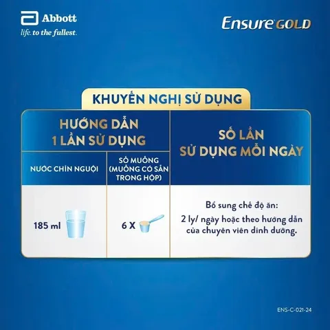 Sữa bột Ensure Gold Abbott hương vani ít ngọt 800g