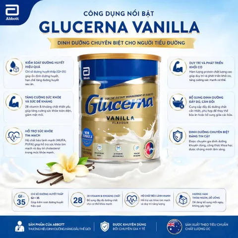 Sữa bột dành cho người tiểu đường Glucerna Vanilla 850g Úc