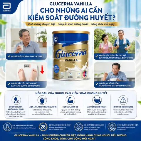 Sữa bột dành cho người tiểu đường Glucerna Vanilla 850g Úc