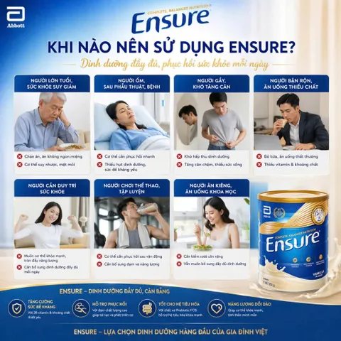 Sữa bột Ensure của Úc giàu dinh fưỡng 850g có thể thay thế 1 bữa ăn nhẹ