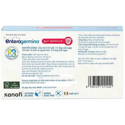 [CHÍNH HÃNG] Men Vi Sinh Enterogemina 2 tỷ bào tử ( mẫu mới ) - Hộp 20 ống