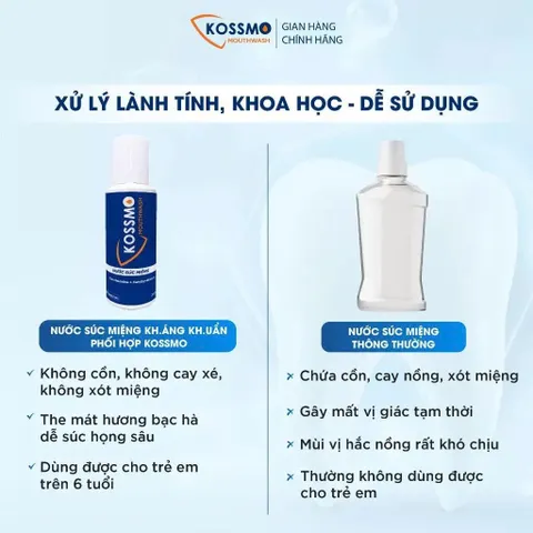 Combo 2 chai nước súc miệng Kossmo làm sạch, giúp kháng khuẩn, hỗ trợ ngừa sâu răng, viêm lợi, loét miệng