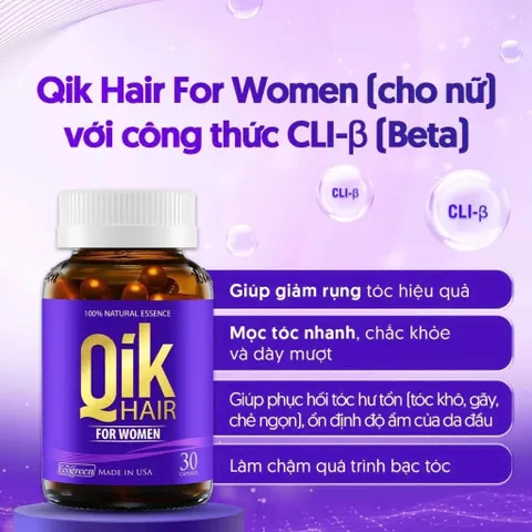Viên Uống Qik Hair Kích Thích Mọc Tóc Cho Nữ Giúp Tóc Chắc Khỏe Chiết Xuất Từ Thiên Nhiên Chính Hãng
